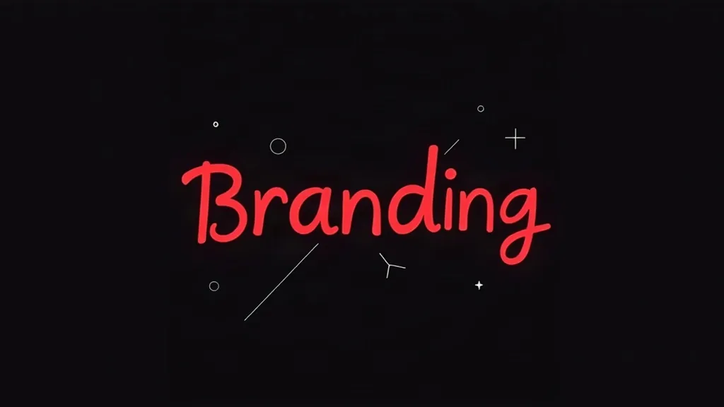 Crveni neon tekst "Branding" sa geometrijskim oblicima na crnoj pozadini - ilustracija za malih biznisa