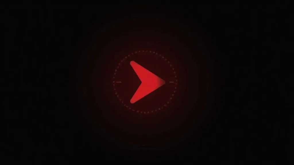 Crvena play dugme ikona sa kružnim okvirom na crnoj pozadini za web dizajn