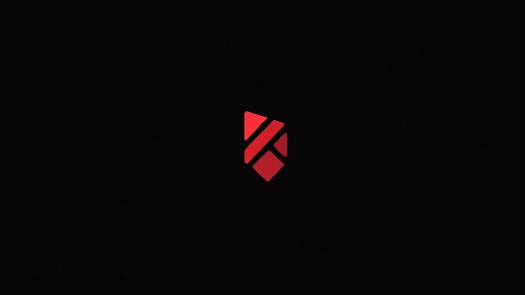 Moderni crveni logo IT kompanije sa geometrijskim oblicima na crnoj pozadini