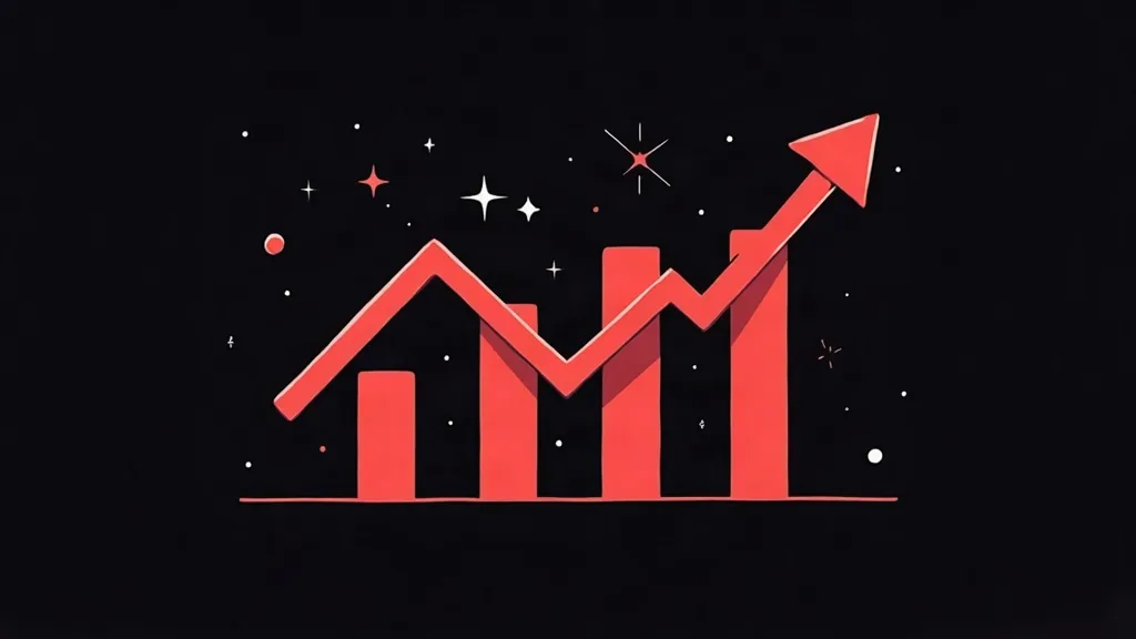 Grafikon rastućeg trenda sa crvenim strelicama i dijagramom - ilustracija poboljšanja SEO rangiranja kroz content marketing