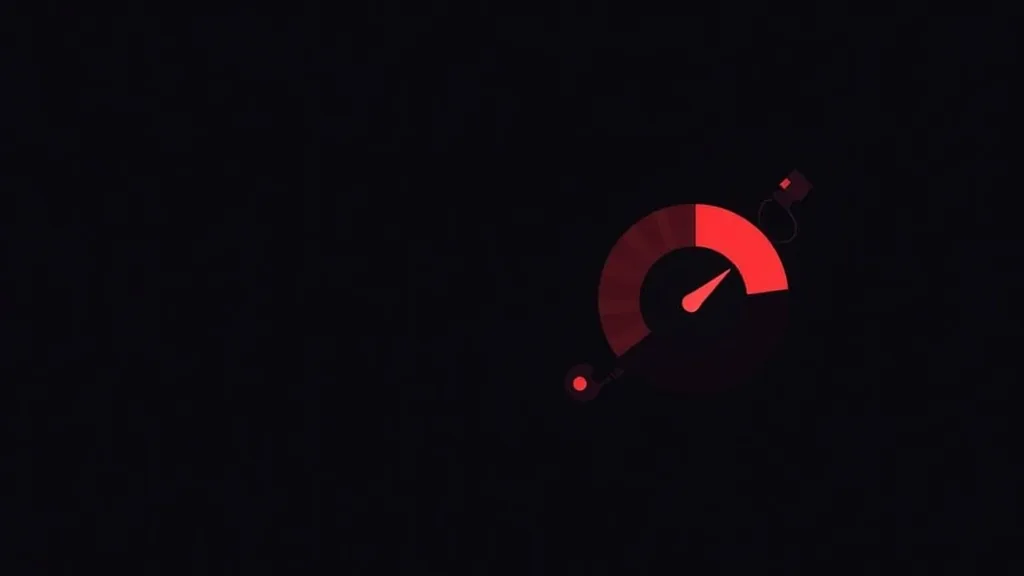 Crveni brzinomer sa iglom koja pokazuje brzinu sajta - ilustracija za Core Web Vitals