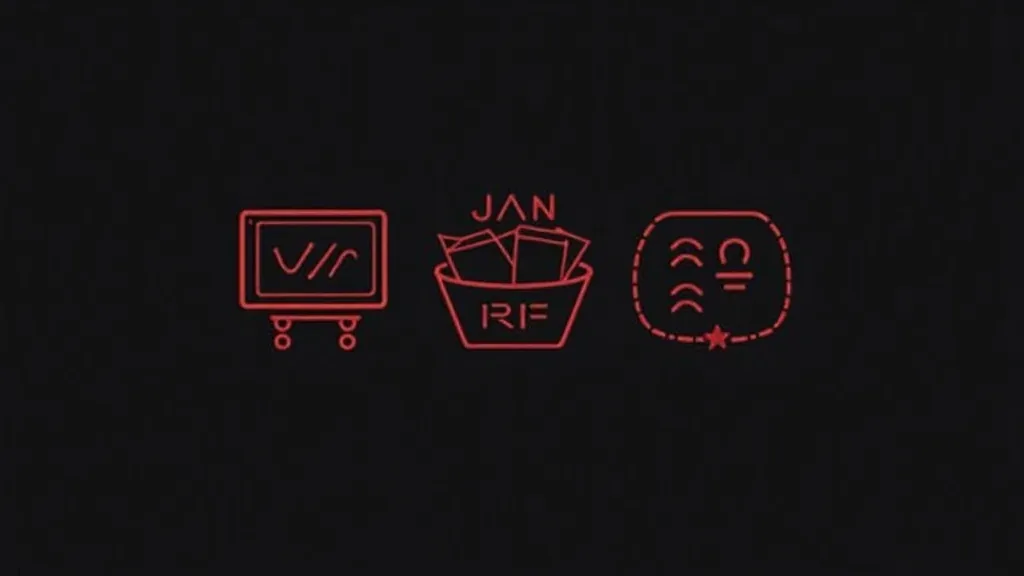 Tri neon ikone web paketa: monitor za dizajn, korpa sa JAN IRF za funkcionalnost, i podesavanja za čet