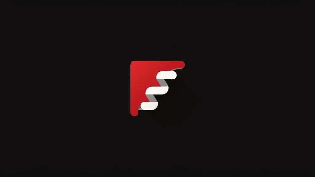 Crveni logo sa stilizovanom "F" ikonom i belim elementima za vizuelni identitet brenda