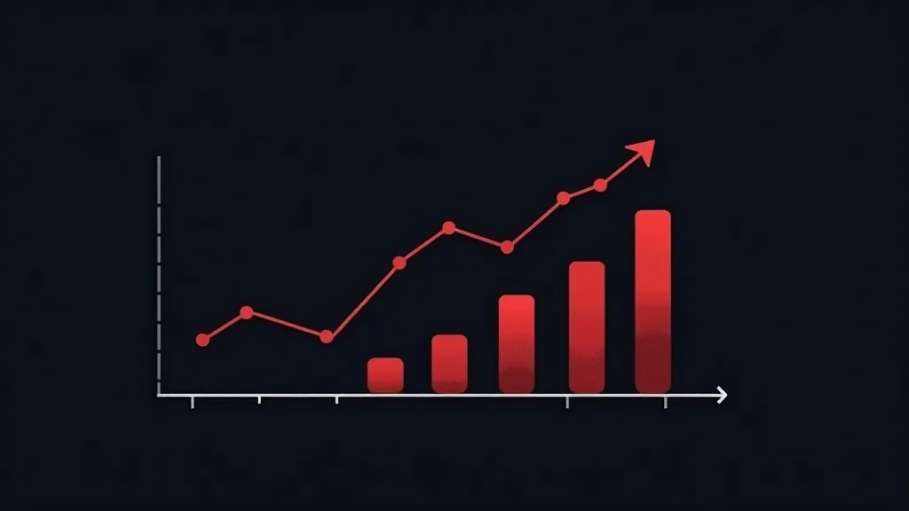 Graf rasta web sajta sa crvenim stupcima i linijom trenda, Google Analytics vizuelizacija uspešnosti biznisa