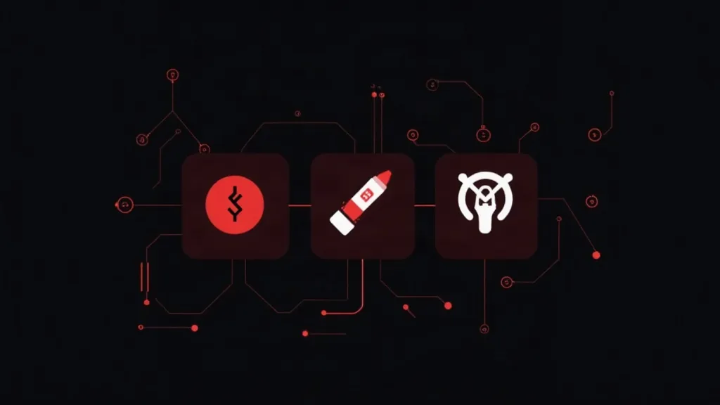 KI Marketing Automatisierung: Kryptowährung, Rakete und Zielgruppen-Icon im Netzwerk-Design