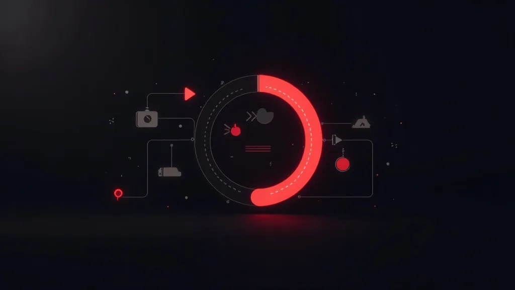 Crveni kružni dijagram sa AI ikonama i povezanim elementima za automatizaciju marketinga malih preduzeća