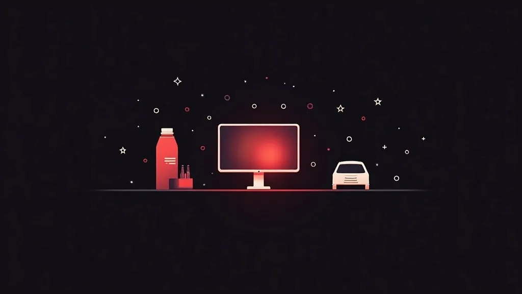 Ilustracija sa monitorom, kozmetičkim proizvodima i automobilom - simboli usluga za frizerski salon i cene web sajta