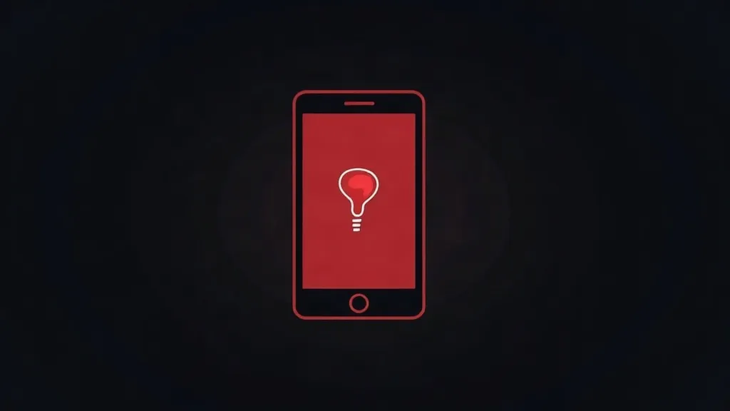 Pametni telefon sa crvenom pozadinom i ikonom sijalice koja simbolizuje ideju za mobilni dizajn