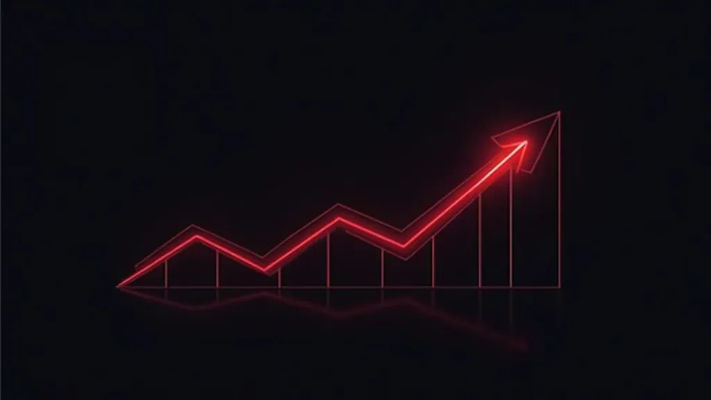 Crveni neonski grafikon sa rastućom strelicom na tamnoj pozadini - simbolizuje rast prodaje i digitalne transformacije e-commerce-a