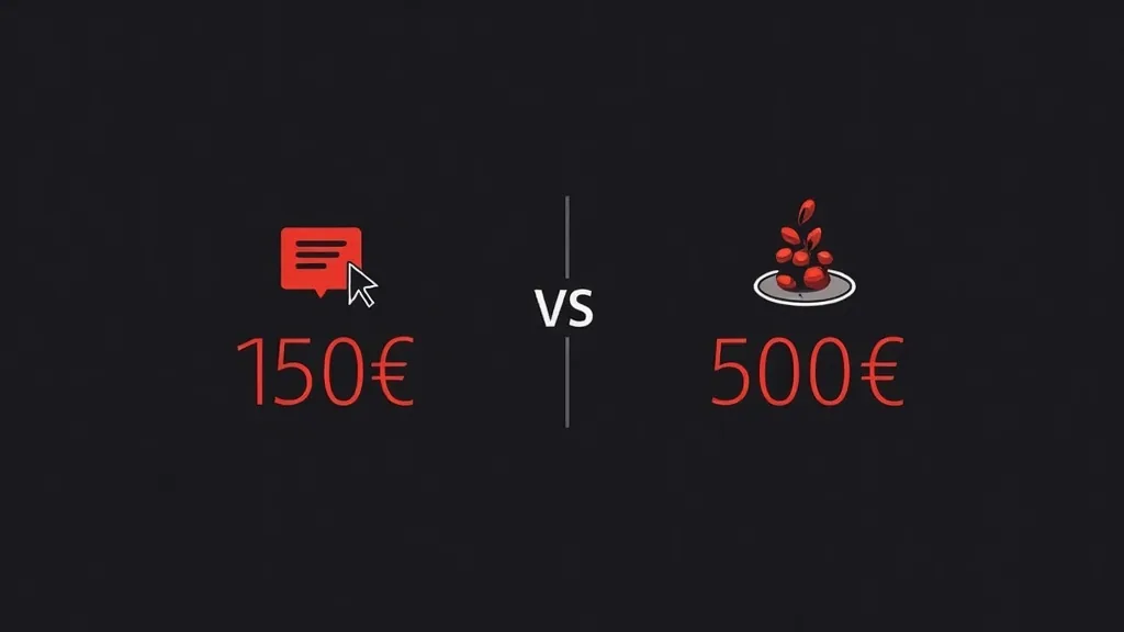 Poređenje cena osnovnog poslovnog sajta: 150 evra vs 500 evra - razlika u kvaliteti i funkcionalnostima