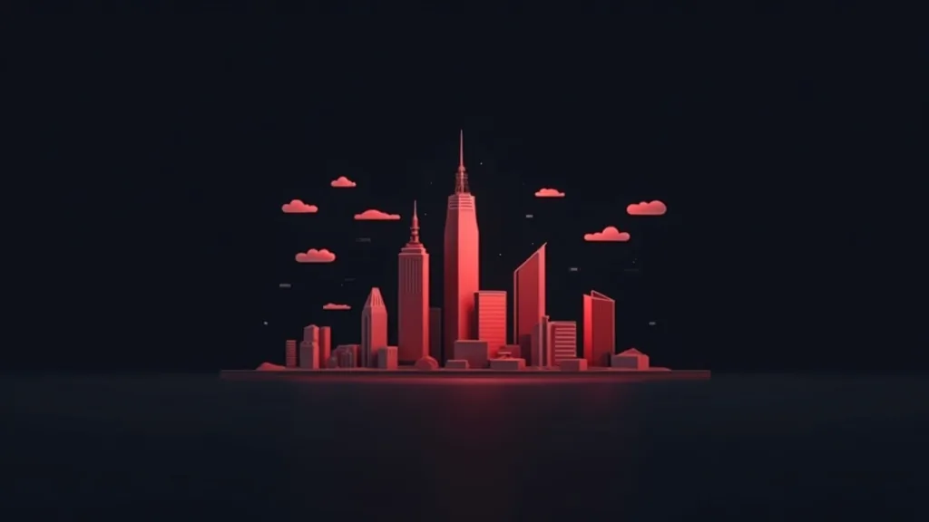 Moderna ilustracija crvenog skyline-a grada sa oblacima na temi lokalne SEO optimizacije