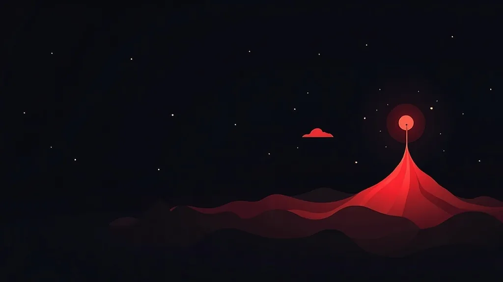 Apstraktna ilustracija crvenog vulkana sa svetlom u noći, simbolizujući SEO promene nakon Google AI update
