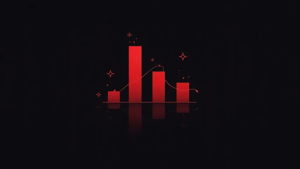Grafikon sa crvenim stupcima koji pokazuje rast i pad statistike, simbolizujući SEO performanse i rangiranje u AI pretragama.