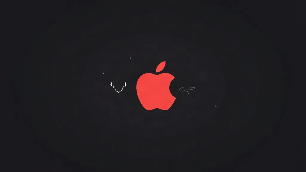 Crvena Apple jabuka sa ikonom društvenih mreža na crnoj pozadini za blog o digitalnom marketingu