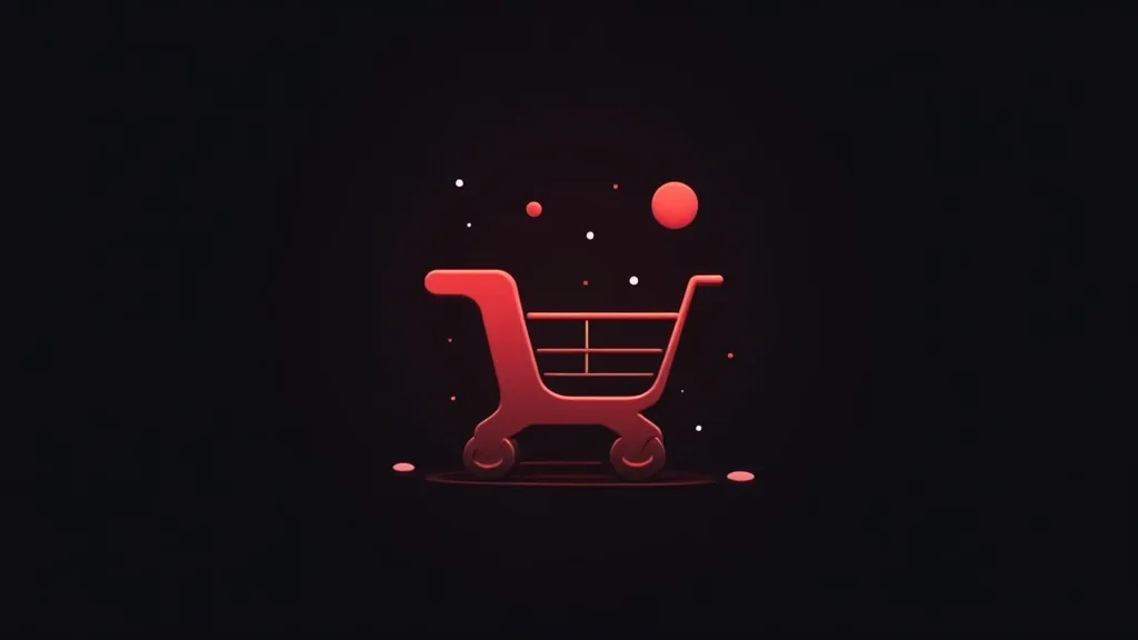 Crvena ikona shopping kola sa neonom efektom na tamnoj pozadini za e-commerce