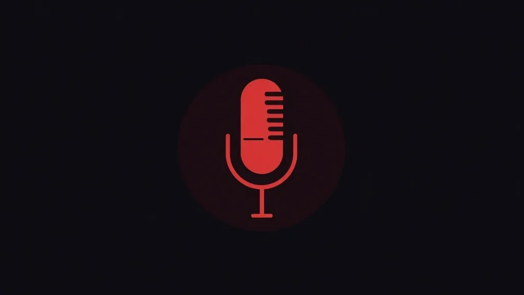 Crvena ikona mikrofona za voice search optimizaciju na crnoj pozadini - vodič za lokalne biznise