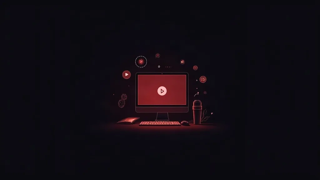 Računar sa videoPlayerOM i AI simbolima - automatska kreiranja web stranica