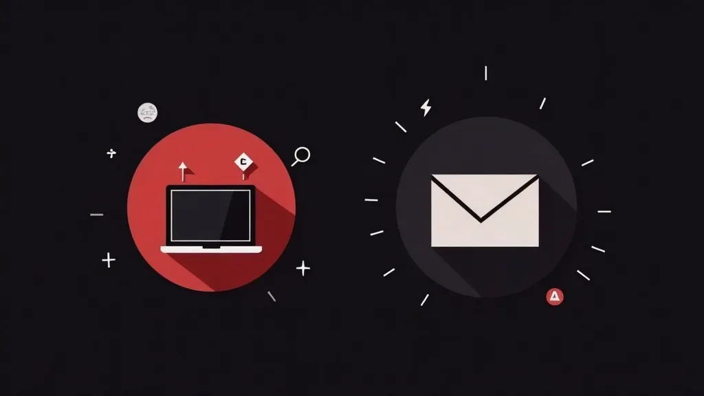 Laptop i email ikona predstavljaju AI web-builder rešenja za male i srednje preduzeće