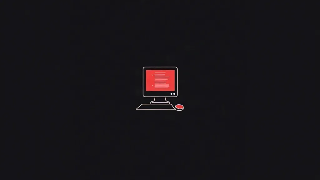 Računar sa crvenoj zaslonu prikazuje kod, ikona za web dizajn i razvoj vebsajta