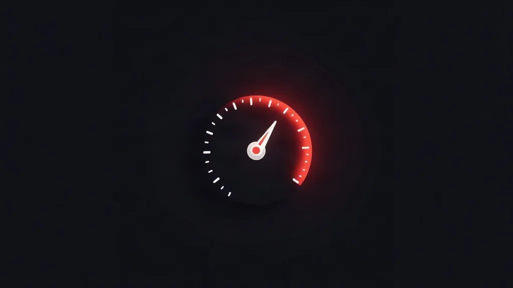 Brzometar sa crvenim indikatorom koji pokazuje optimizaciju brzine učitavanja veb-sajta
