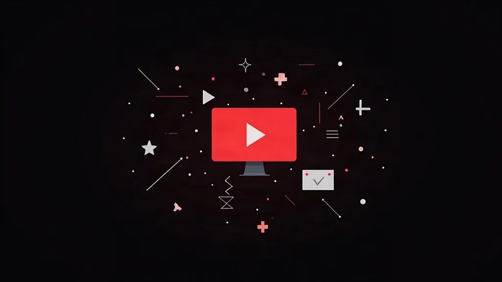 Digitalni marketing vizuelni prikaz sa play dugmetom na ekranu i simbolima uspešnog prodajnog sistema
