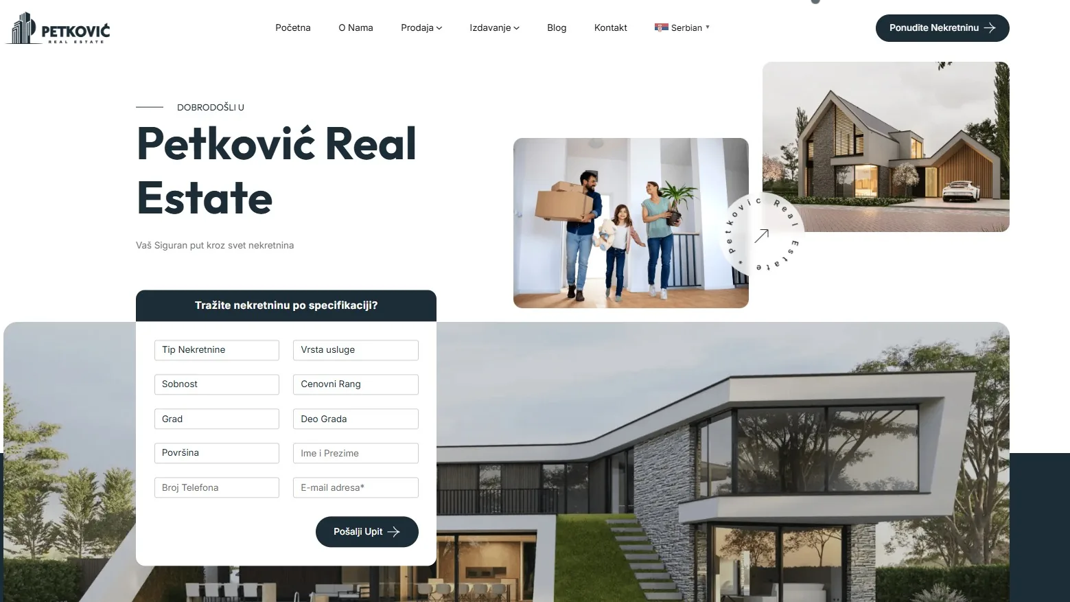 Petković Real Estate — Moderna platforma za nekretnine