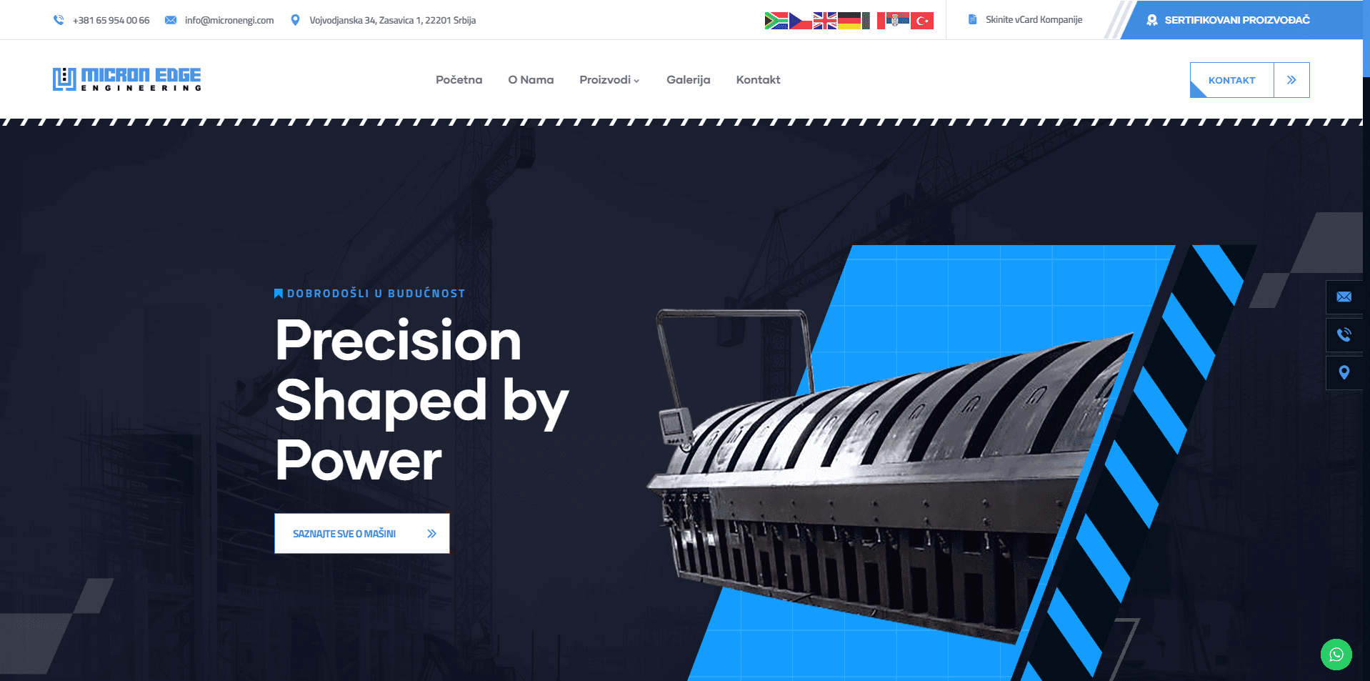 Micron Edge Engineering — Prezentacijski sajt za CNC mašine