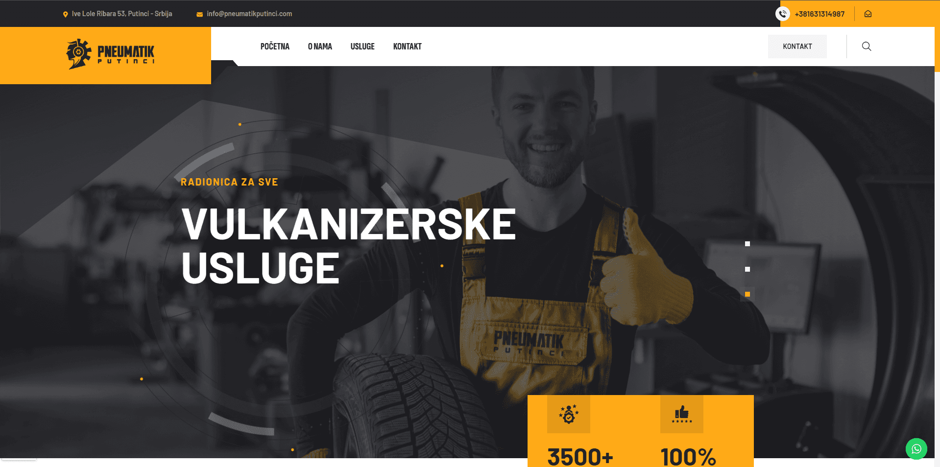 Pneumatik Putinci — Moderni web sajt za auto servise